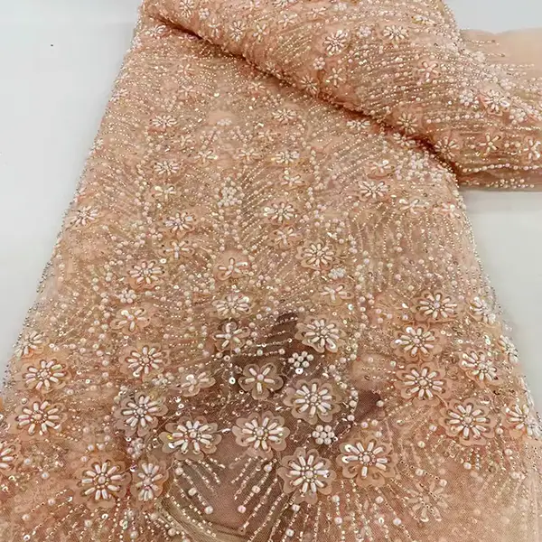 Luksuriøs tunge broderi tyllperler blonder mesh perlet stoff