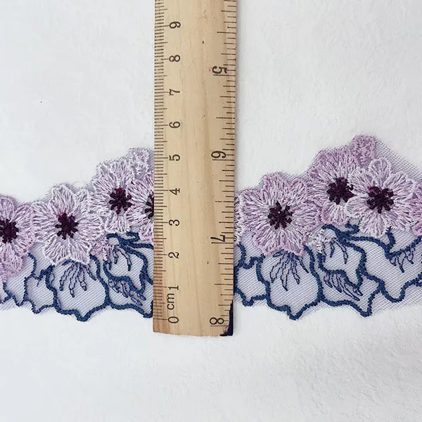 Double Color Thread Mesh Embroidery Lace