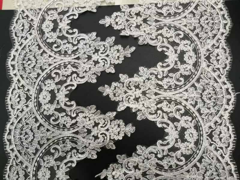 Custom Luxury Bridal French Lace Sequined Wedding Dress Border Lace for Wedding Lace