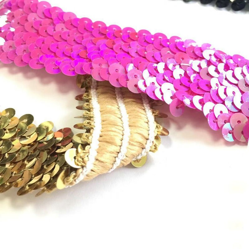 Wholesale Different Width Bling Finish Braid Elastic Sequin Lace Trim