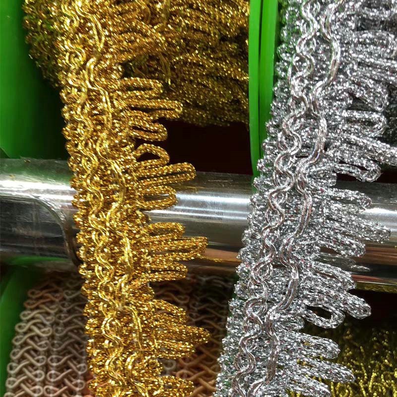 Clothing Accessories Gold and Silver Metallic Border Lace Trim Multicolor Sequin Gold Thread Metallic Lace Trim