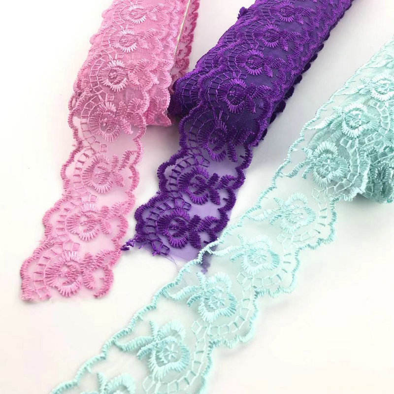 Klassisk design Multi Colors Organza Lace Trim Embroidery Organza Lace Wholesale