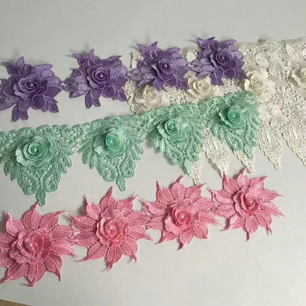 Wholesale Manufacturer Best Price Flower Lace Trim 100% Polyester Chemical Lace