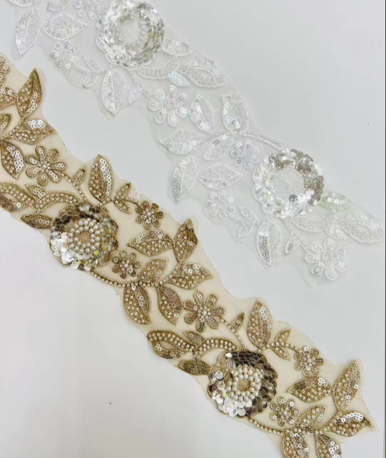 Ny ankomst Dekorative klær Sying Vakker flettet paljetter Pearl Beaded Lace Trims