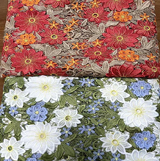Luksuriøs tung laget blomsterstoff perle blonder mesh stoff gitter