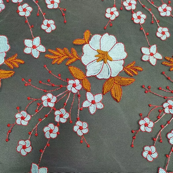 Vintage flerfarget broderi mesh blondestoff for kjoler