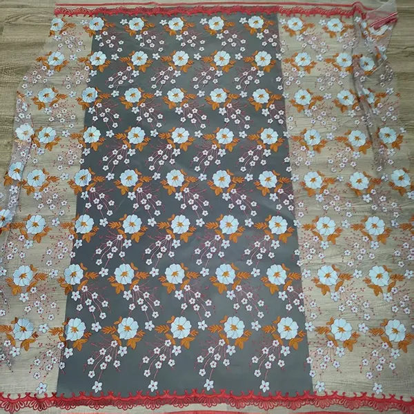 Vintage flerfarget broderi mesh blondestoff for kjoler